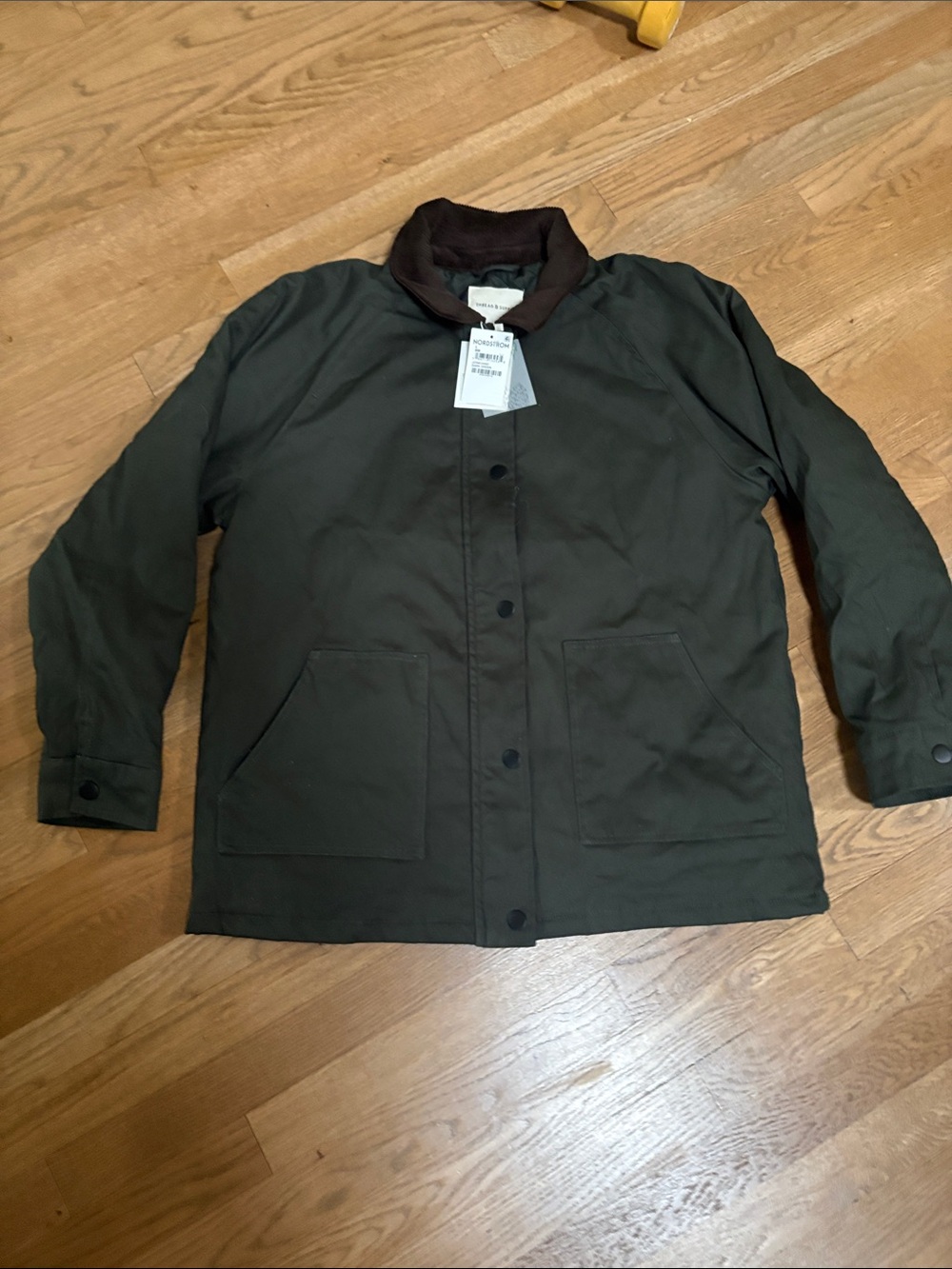 Nordstrom Thread & Supply Women’s Dark Olive Casual Jacket with Contrast Collar